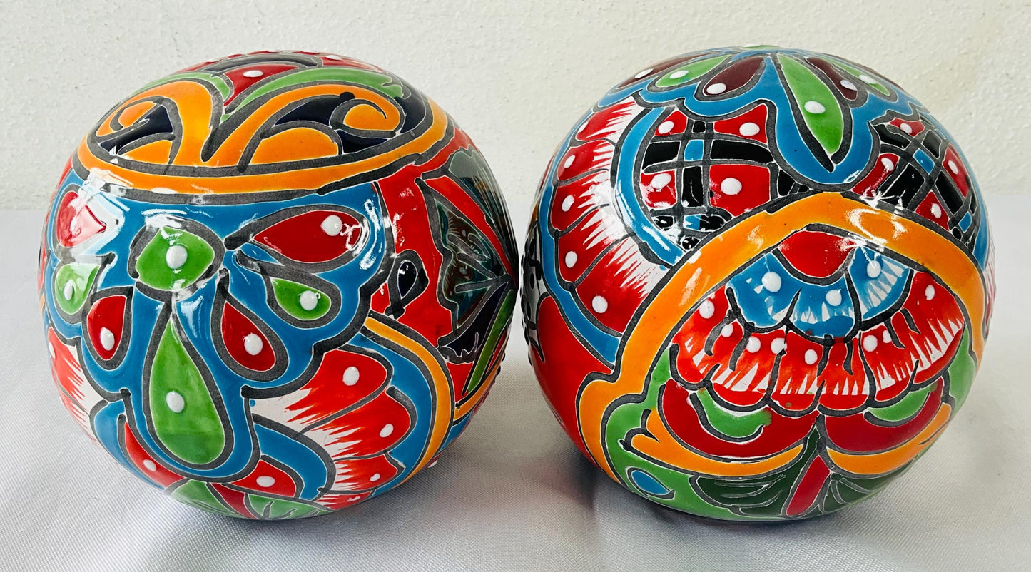 Hand-Painted Talavera  small spheres: Mexican Folk Art Decor