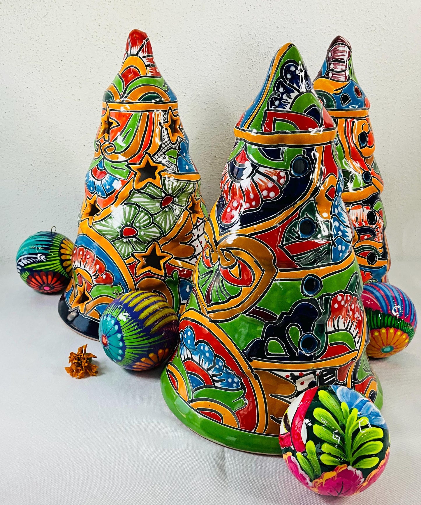 Hand-Painted Talavera Pine: Mexican Folk Art Decor