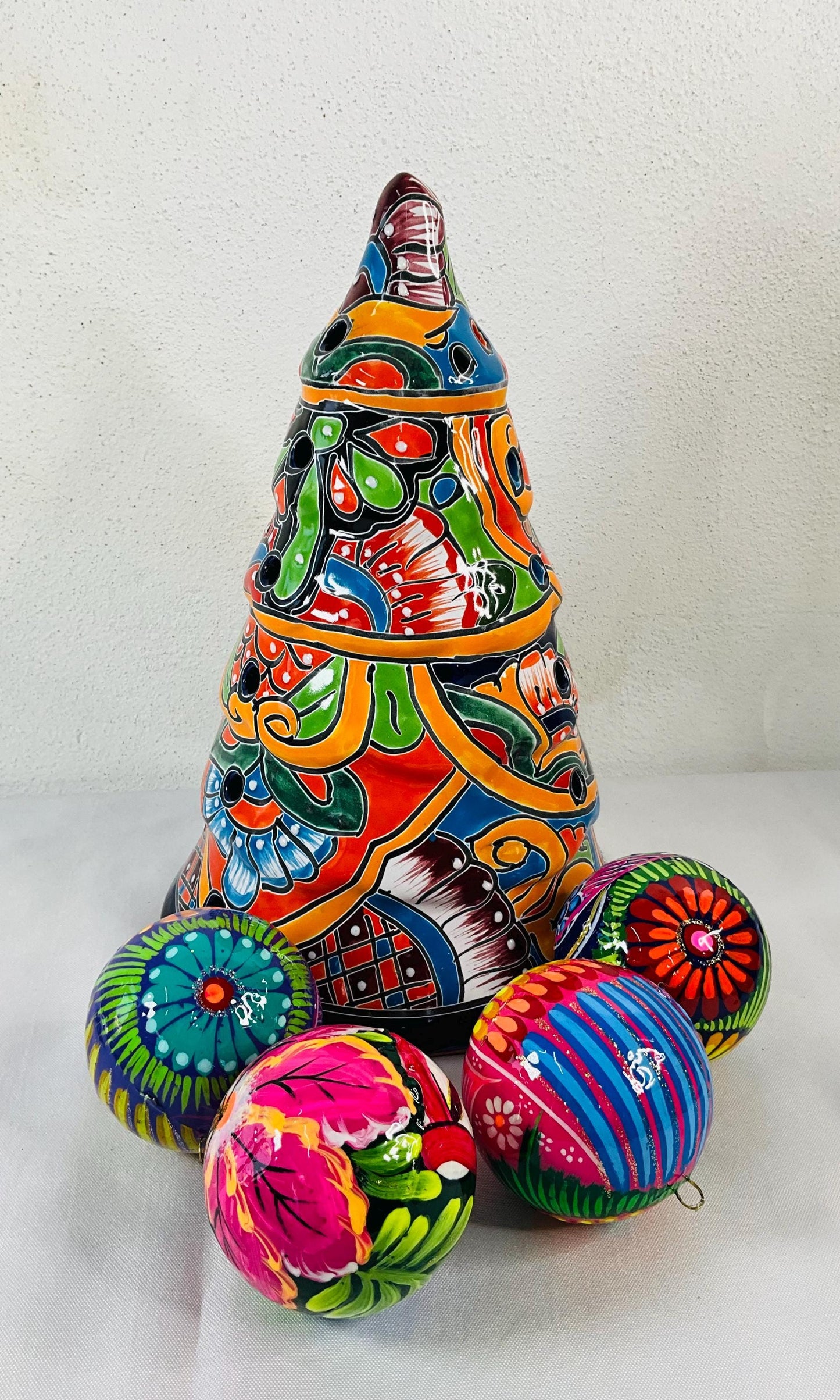 Hand-Painted Talavera Pine: Mexican Folk Art Decor