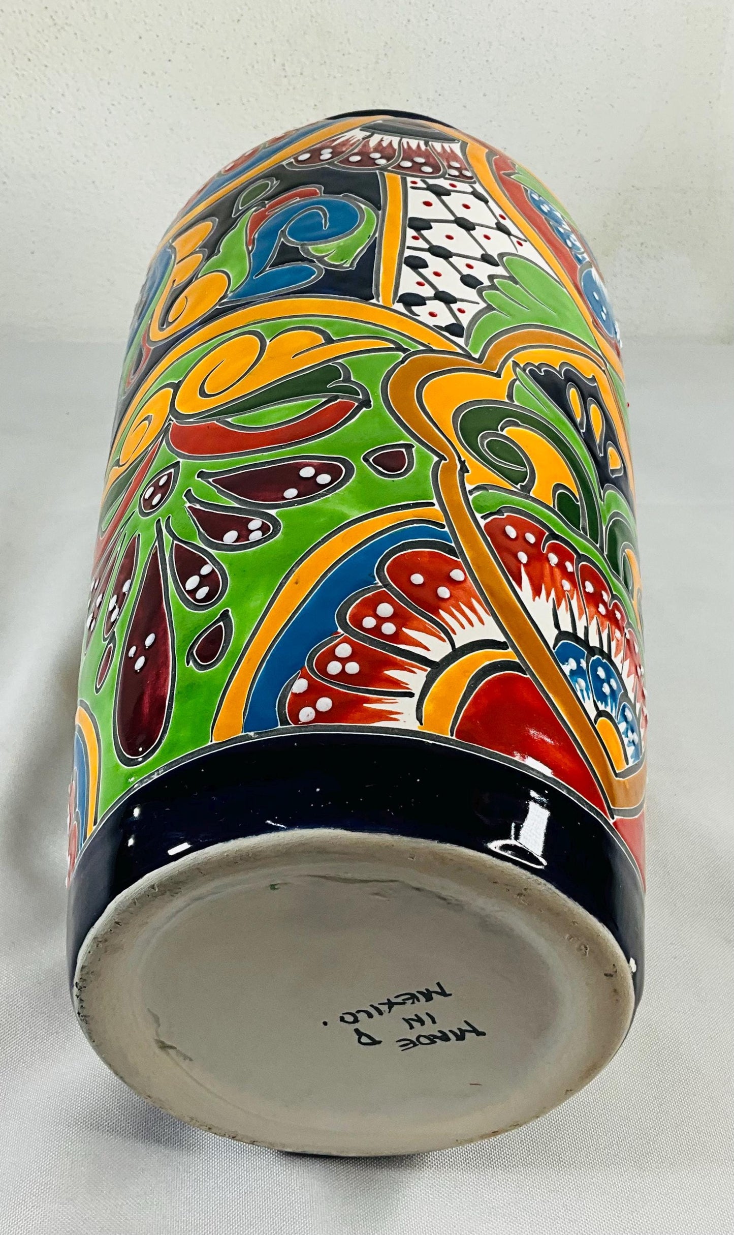 Florero azul elegante de talavera