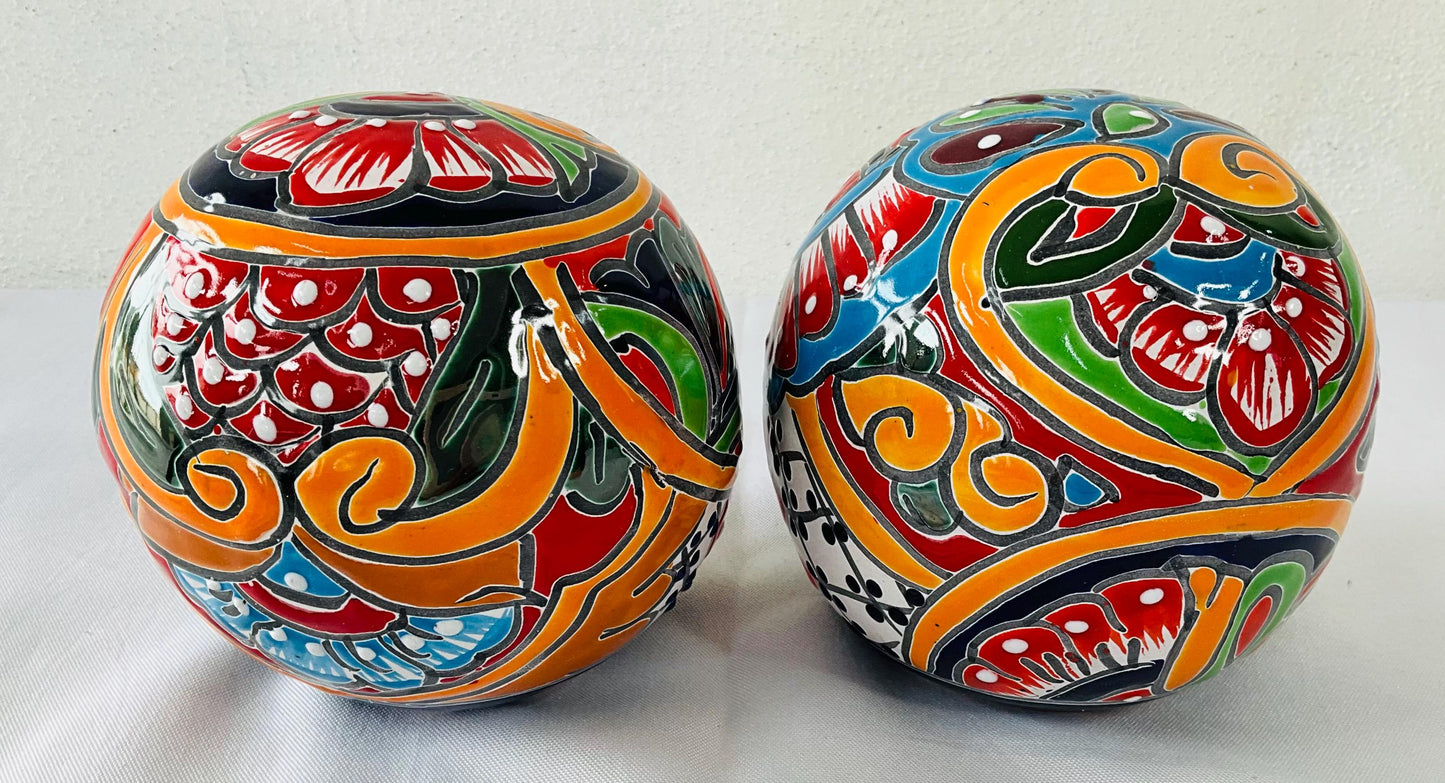 Hand-Painted Talavera  small spheres: Mexican Folk Art Decor