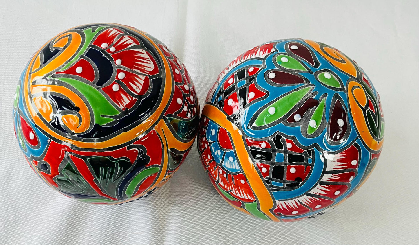 Hand-Painted Talavera  small spheres: Mexican Folk Art Decor