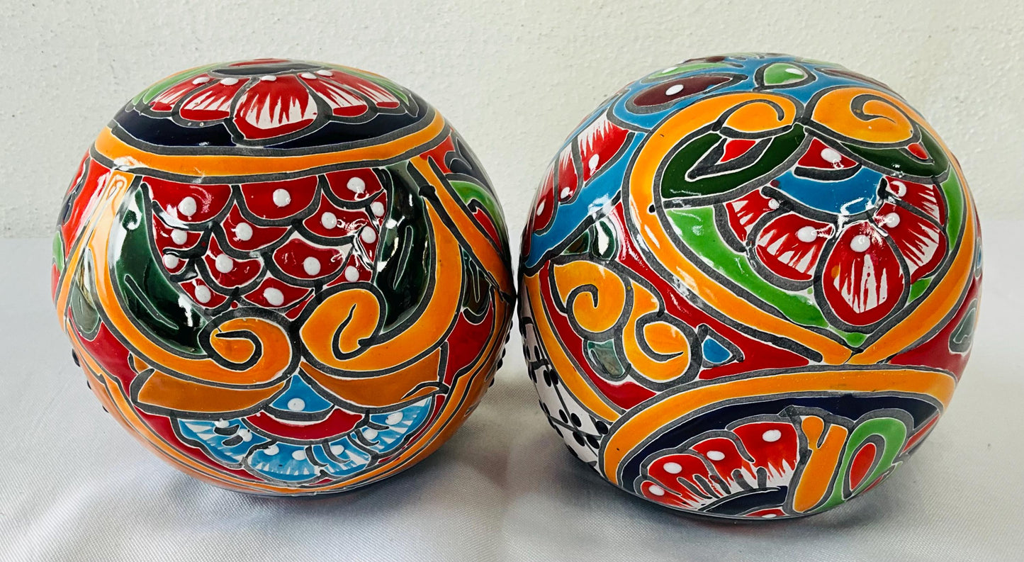 Hand-Painted Talavera  small spheres: Mexican Folk Art Decor