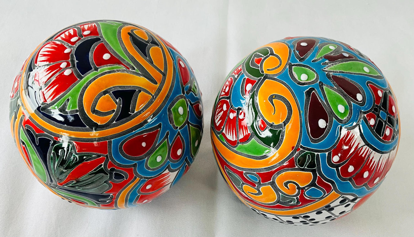 Hand-Painted Talavera  small spheres: Mexican Folk Art Decor