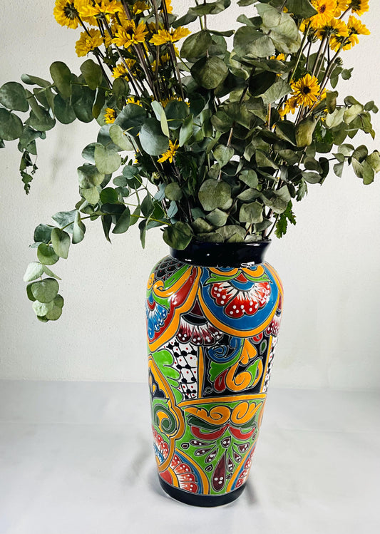 Florero azul elegante de talavera