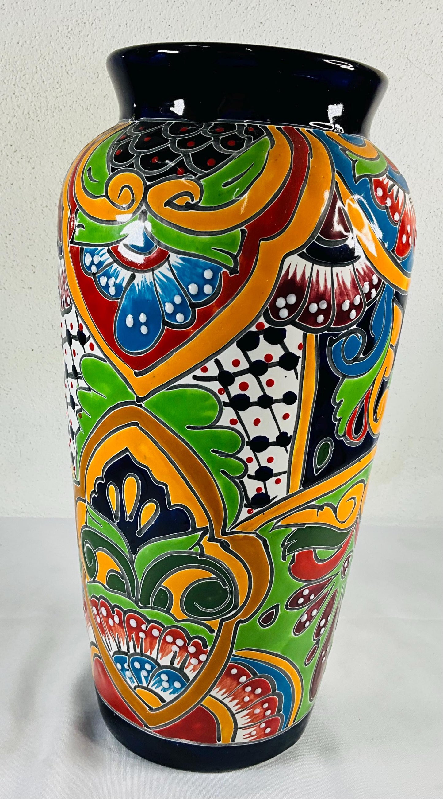 Florero azul elegante de talavera