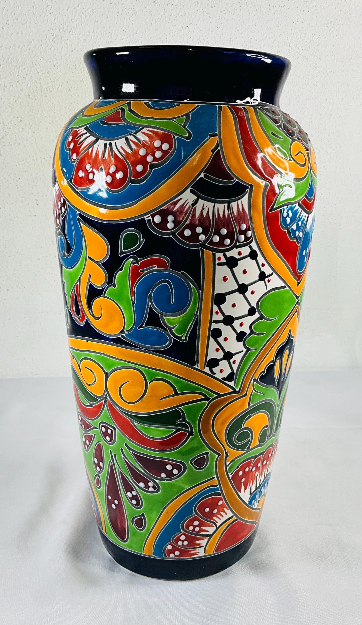 Florero azul elegante de talavera