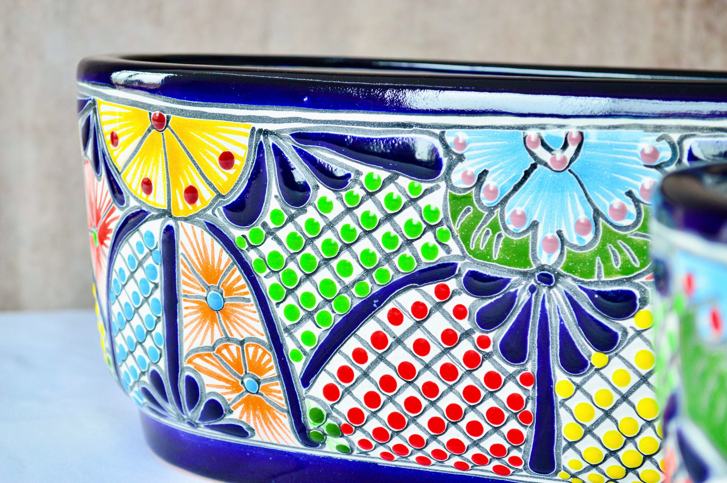 Colorful Talavera Long Pot