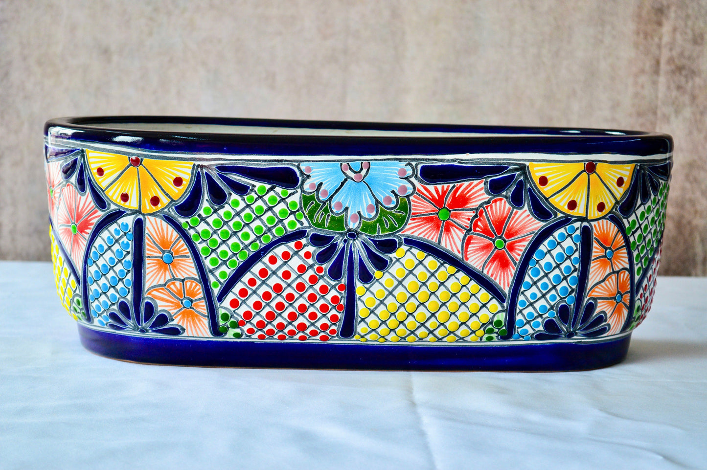 Colorful Talavera Long Pot