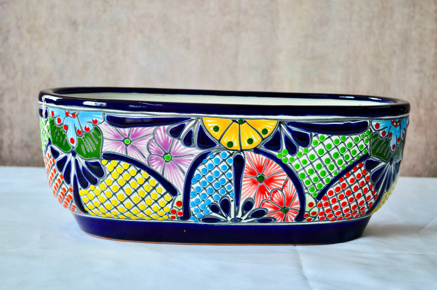 Colorful Talavera Long Pot